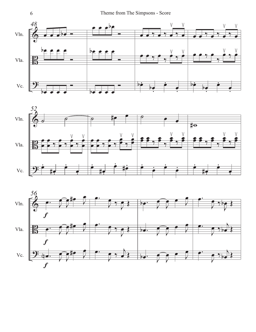 Theme From The Simpsons Theme From The Simpsons String Trio scores gallery preview page 6