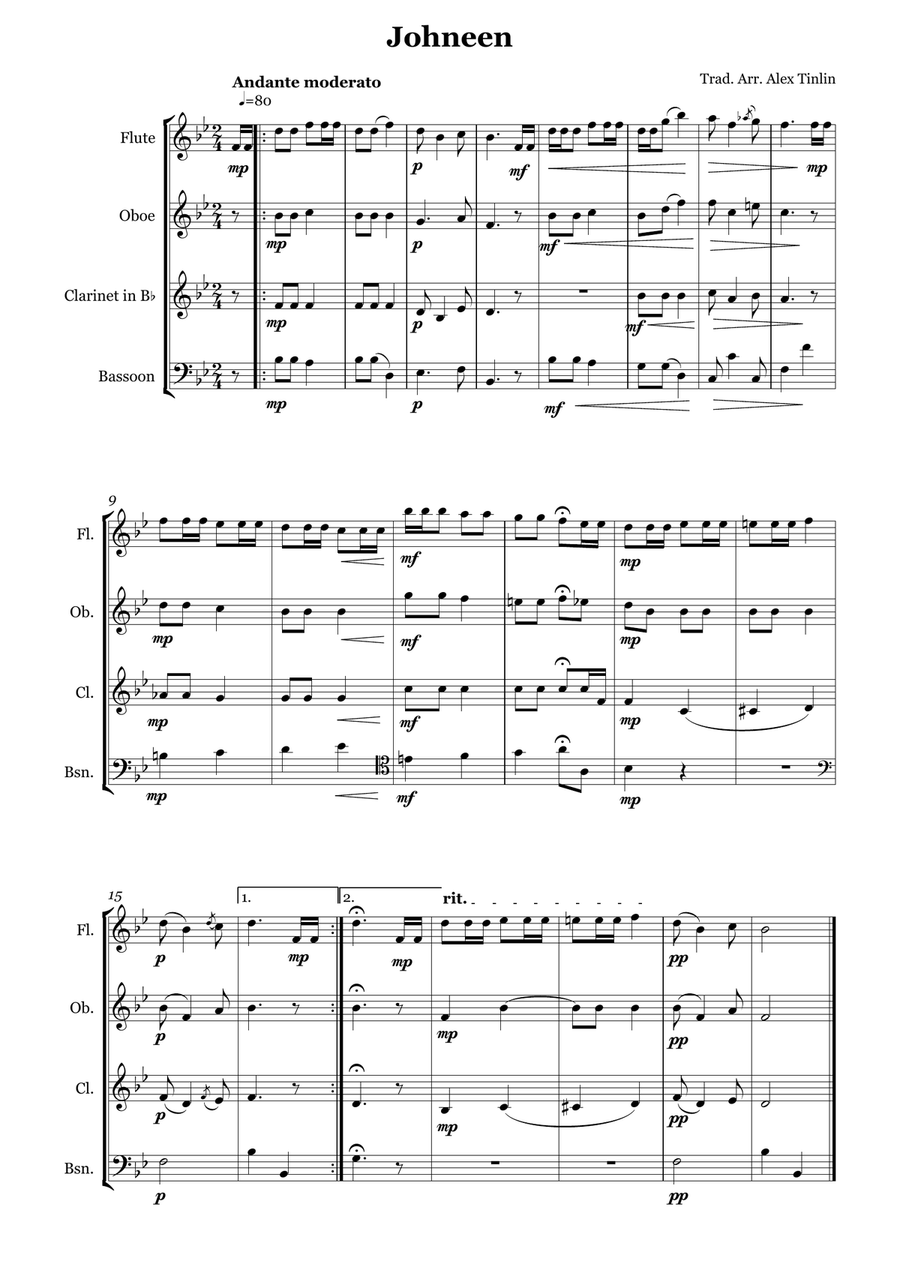 Johneen Johneen Woodwind Quartet scores gallery preview page 2