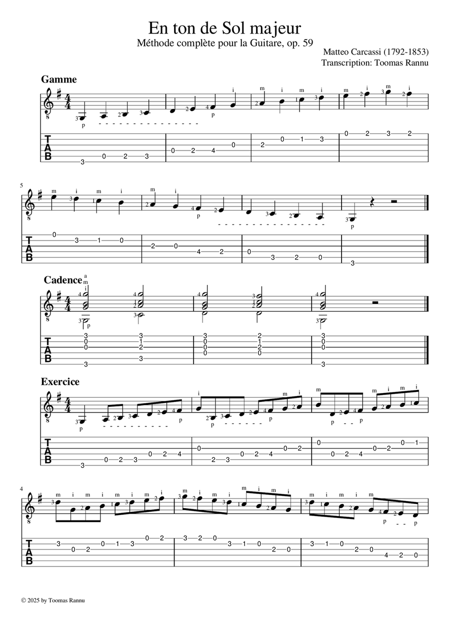 In G Major - Complete Method for Guitar Op.59 Classical Guitar scores gallery preview page 1