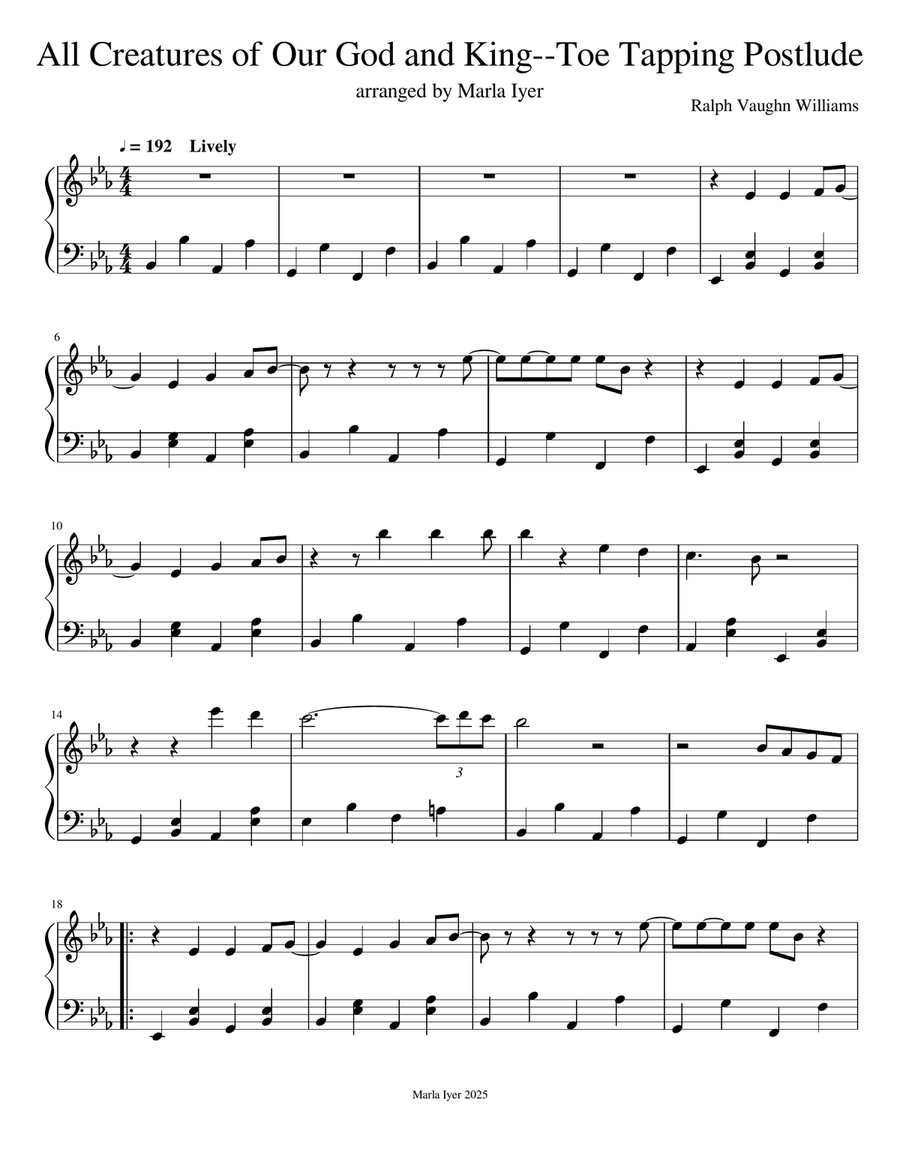 All Creatures of Our God and King--Toe Tapping Postlude Piano Solo scores gallery preview page 1