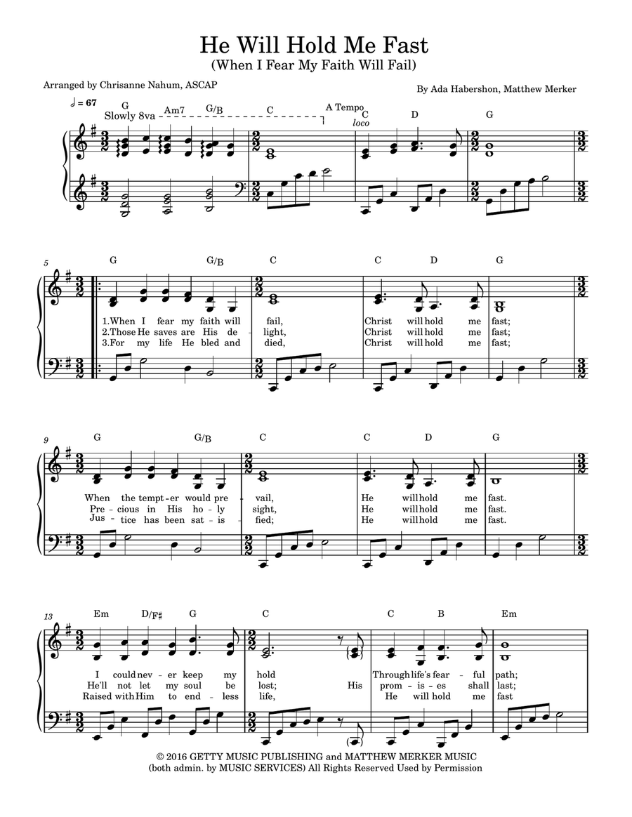 He Will Hold Me Fast He Will Hold Me Fast Piano Solo scores gallery preview page 1