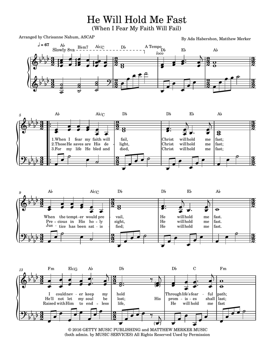 He Will Hold Me Fast He Will Hold Me Fast Piano Solo scores gallery preview page 1