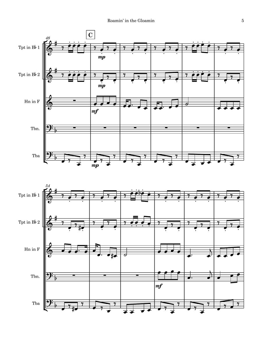 Roamin' in the Gloamin (Sir Harry Lauder) for Brass Quintet Baritone Horn TC scores gallery preview page 5