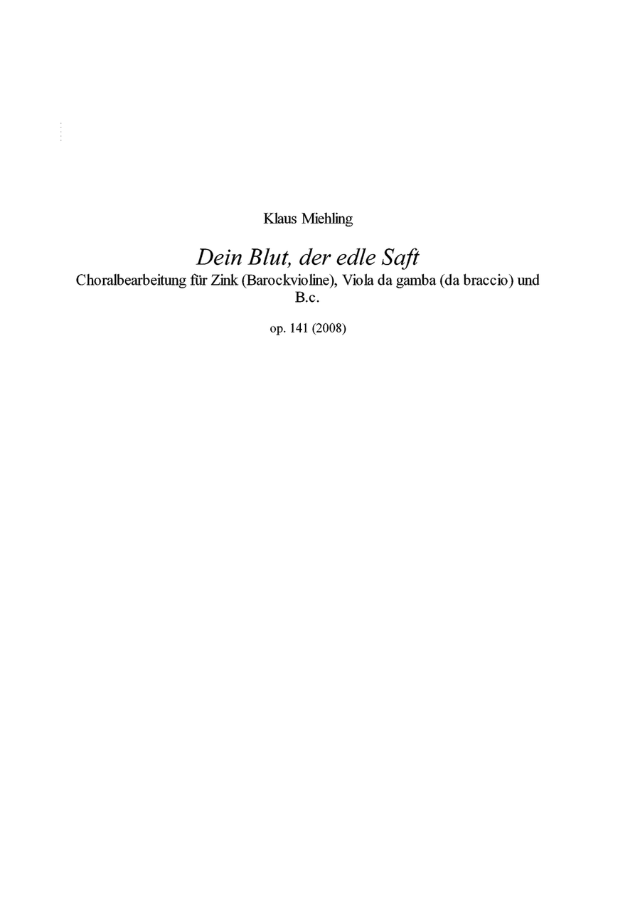 Dein Blut, der edle Saft - Score Only Small Ensemble scores gallery preview page 1