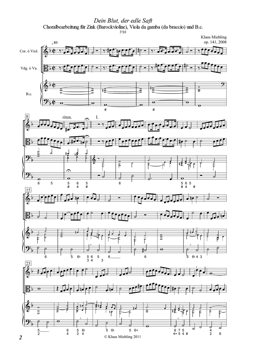 Dein Blut, der edle Saft - Score Only Small Ensemble scores gallery preview page 2
