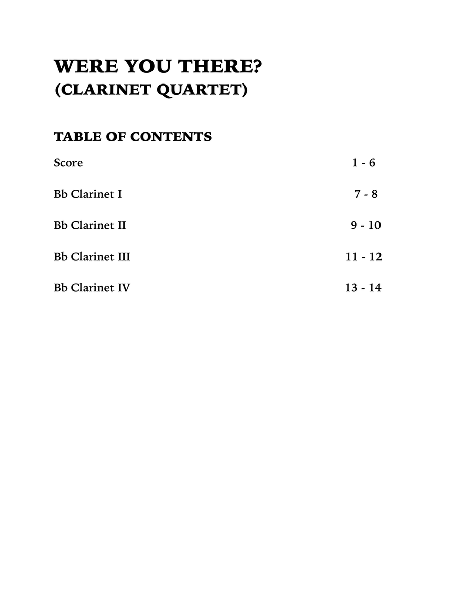 Were You There (Clarinet Quartet) Clarinet Quartet scores gallery preview page 4