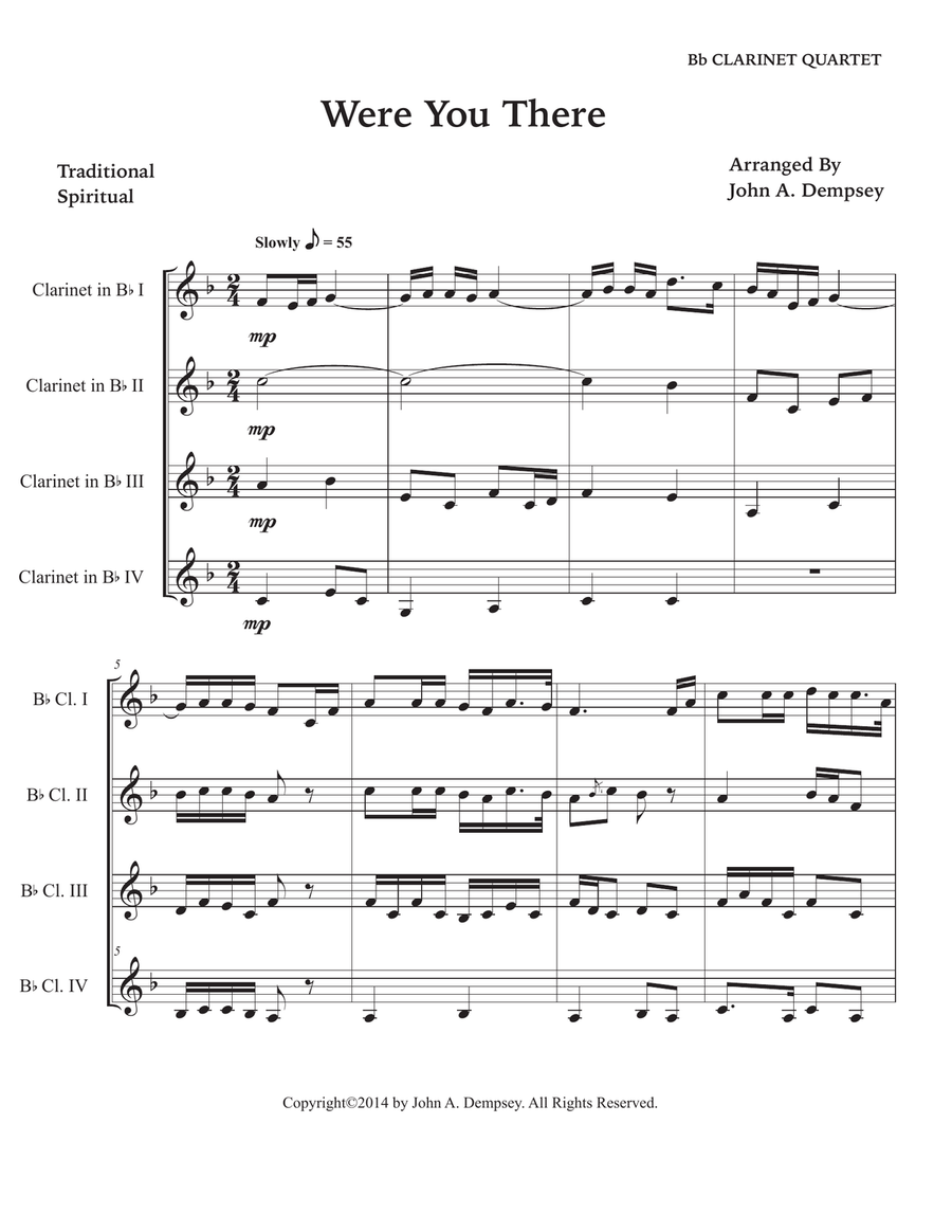 Were You There (Clarinet Quartet) Clarinet Quartet scores gallery preview page 5