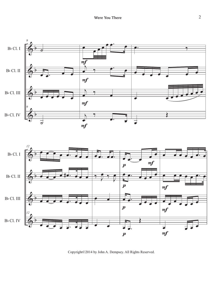 Were You There (Clarinet Quartet) Clarinet Quartet scores gallery preview page 6