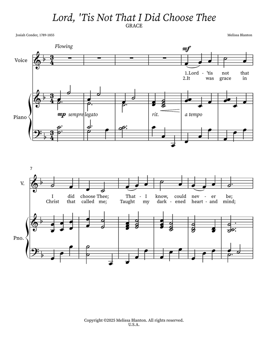 Lord, 'Tis Not That I Did Choose Thee Unison Choir scores gallery preview page 2