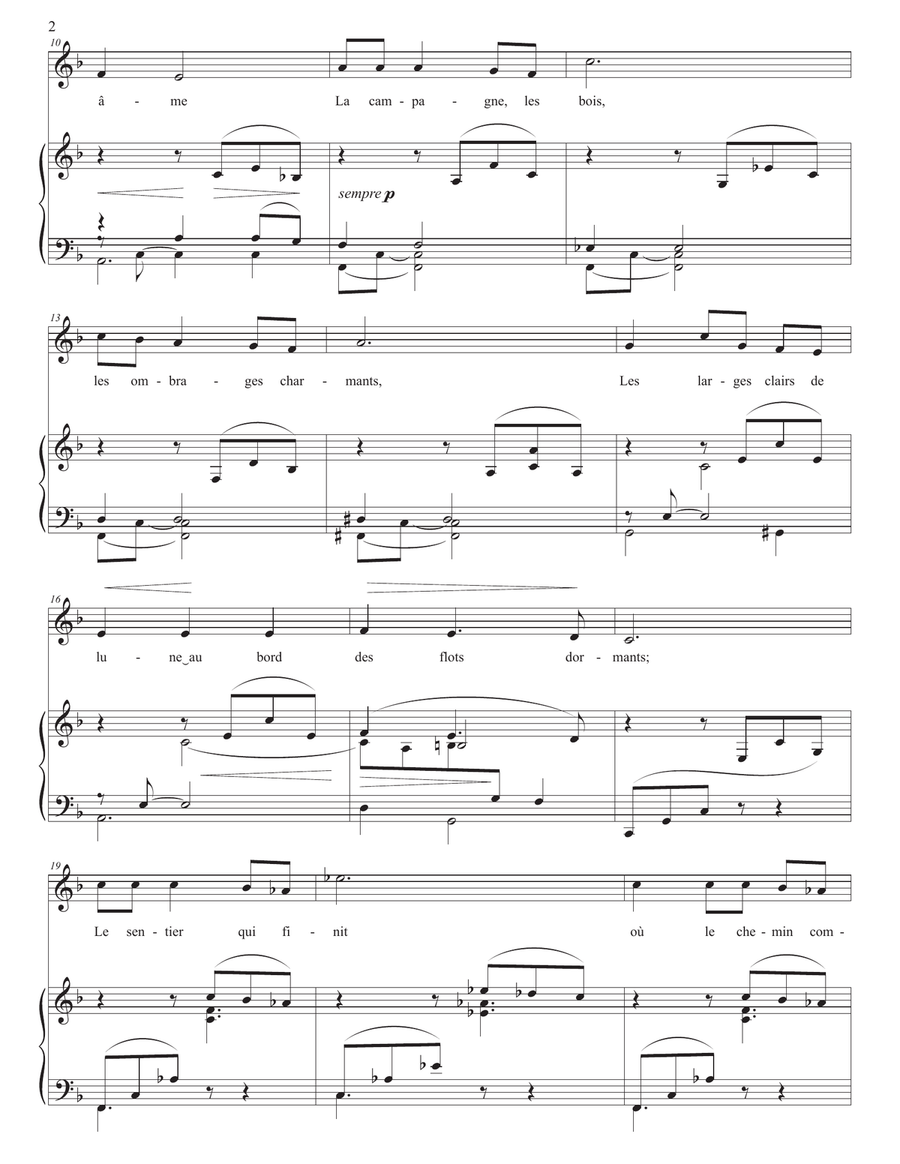FAURÉ: Mai, Op. 1 no. 2 (transposed to F major) Piano, Vocal scores gallery preview page 3