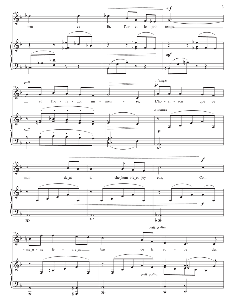 FAURÉ: Mai, Op. 1 no. 2 (transposed to F major) Piano, Vocal scores gallery preview page 4