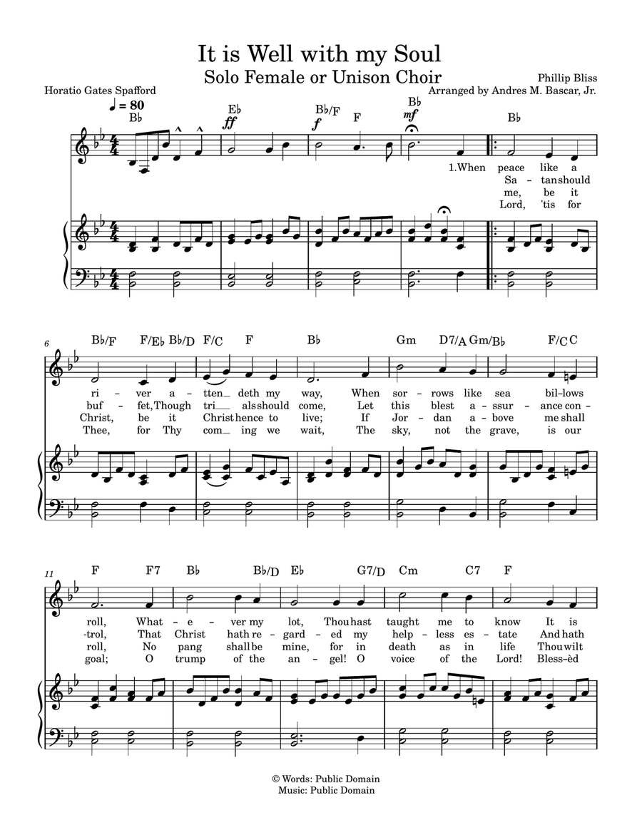 In Is Well With My Soul in Bb Major A Cappella scores gallery preview page 1
