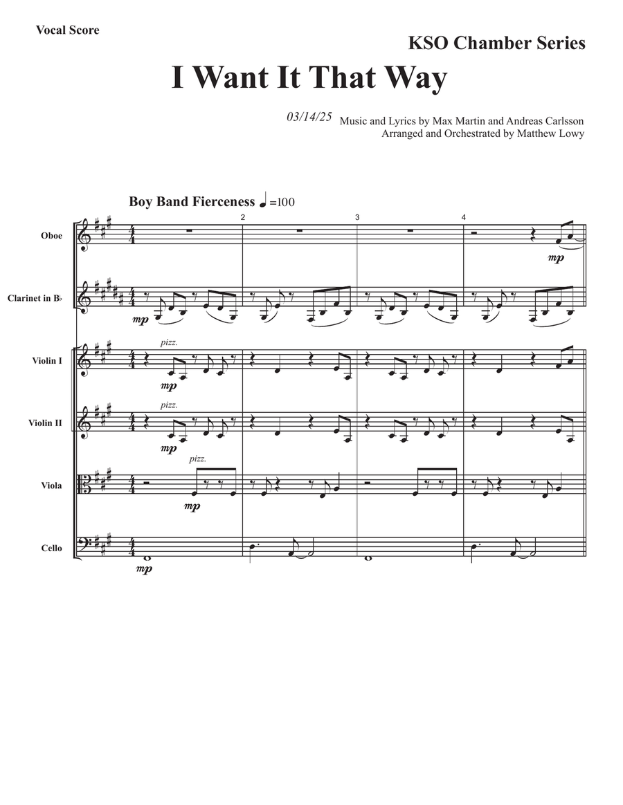 I Want It That Way Large Ensemble scores gallery preview page 1