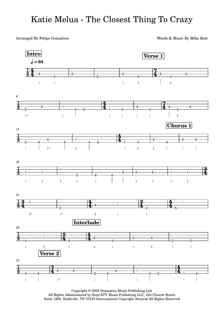 The Closest Thing To Crazy Acoustic Guitar scores gallery preview page 1