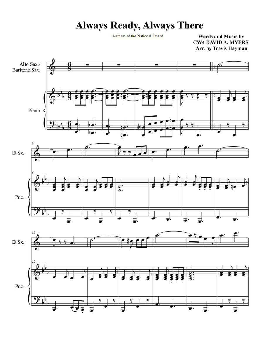 Always Ready, Always There - for Alto Sax./Baritone Sax. with Piano Accompaniment Baritone Saxophone scores gallery preview page 3