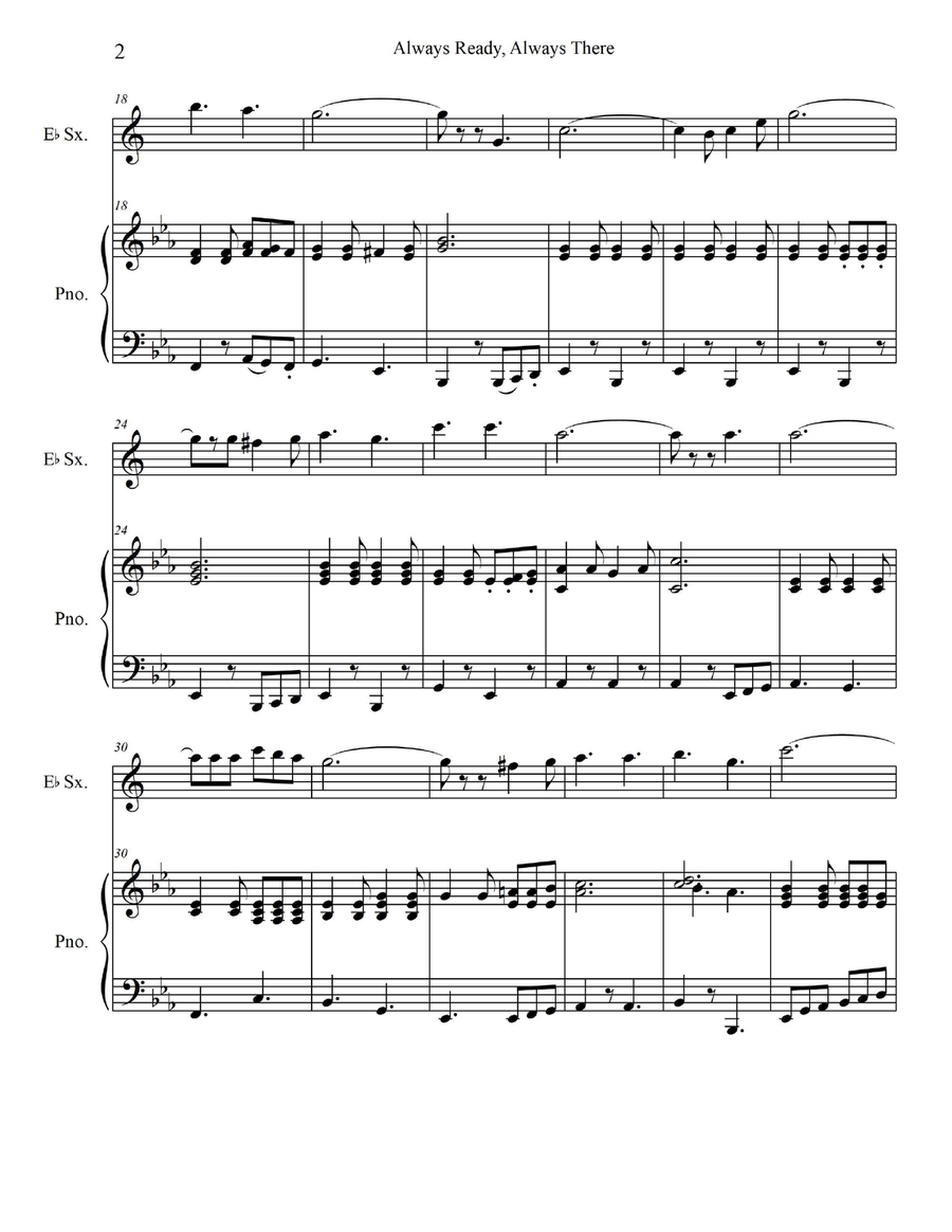 Always Ready, Always There - for Alto Sax./Baritone Sax. with Piano Accompaniment Baritone Saxophone scores gallery preview page 4