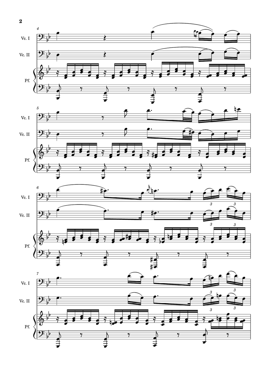 Ave Maria by F. Schubert – Cello Duet and Piano. Score and Parts String Duet scores gallery preview page 2