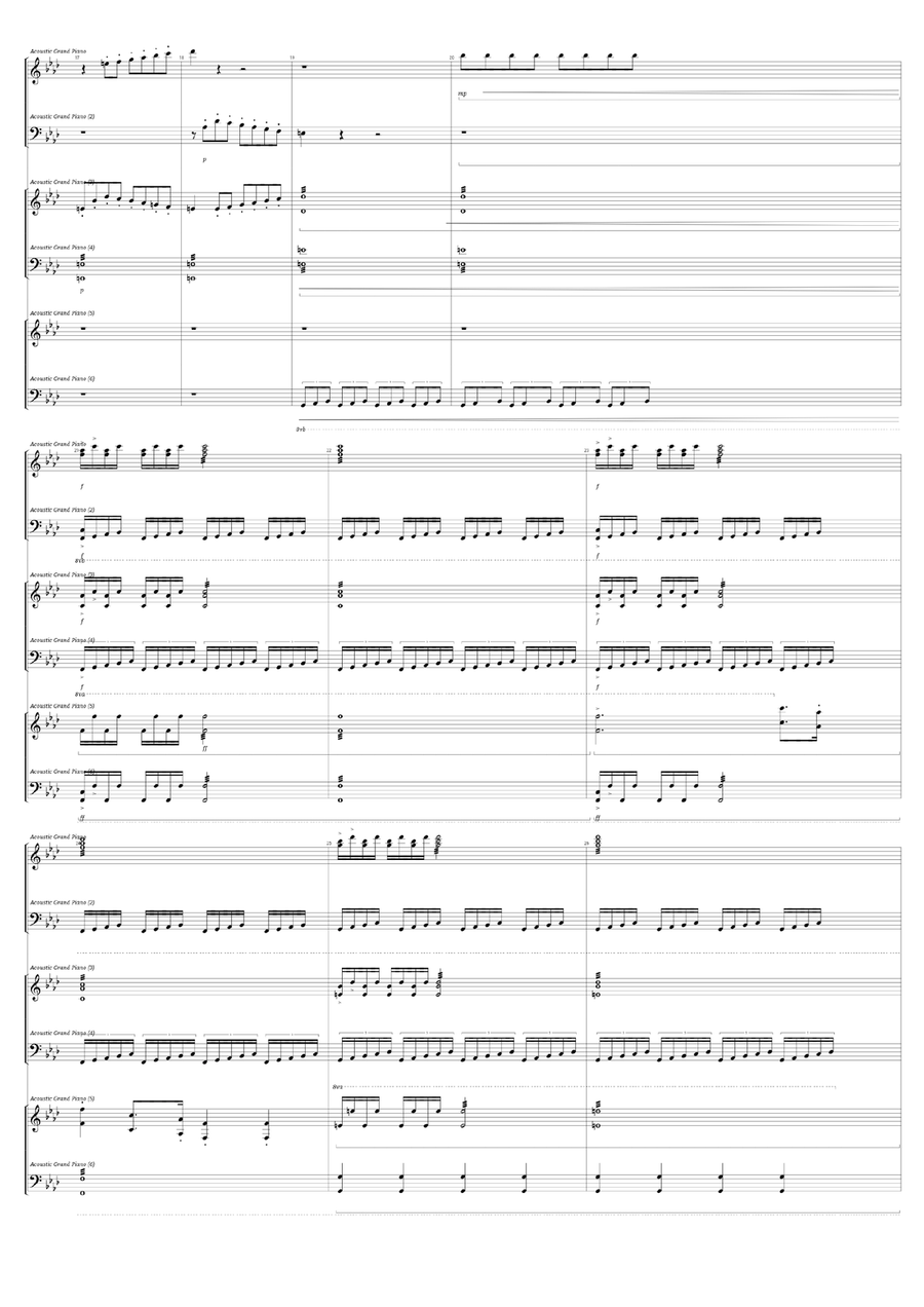 Beethoven No.6 Symphony 4th movement (Storm) for 3 pianos 6 hands Piano, Vocal scores gallery preview page 2