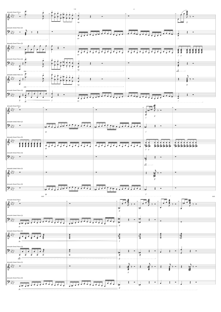 Beethoven No.6 Symphony 4th movement (Storm) for 3 pianos 6 hands Piano, Vocal scores gallery preview page 4