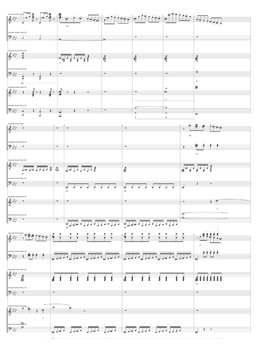 Beethoven No.6 Symphony 4th movement (Storm) for 3 pianos 6 hands Piano, Vocal scores gallery preview page 5