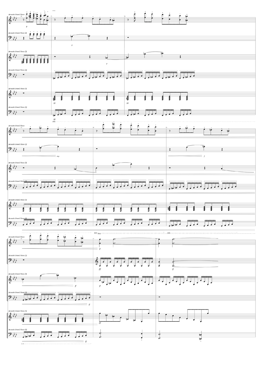 Beethoven No.6 Symphony 4th movement (Storm) for 3 pianos 6 hands Piano, Vocal scores gallery preview page 6