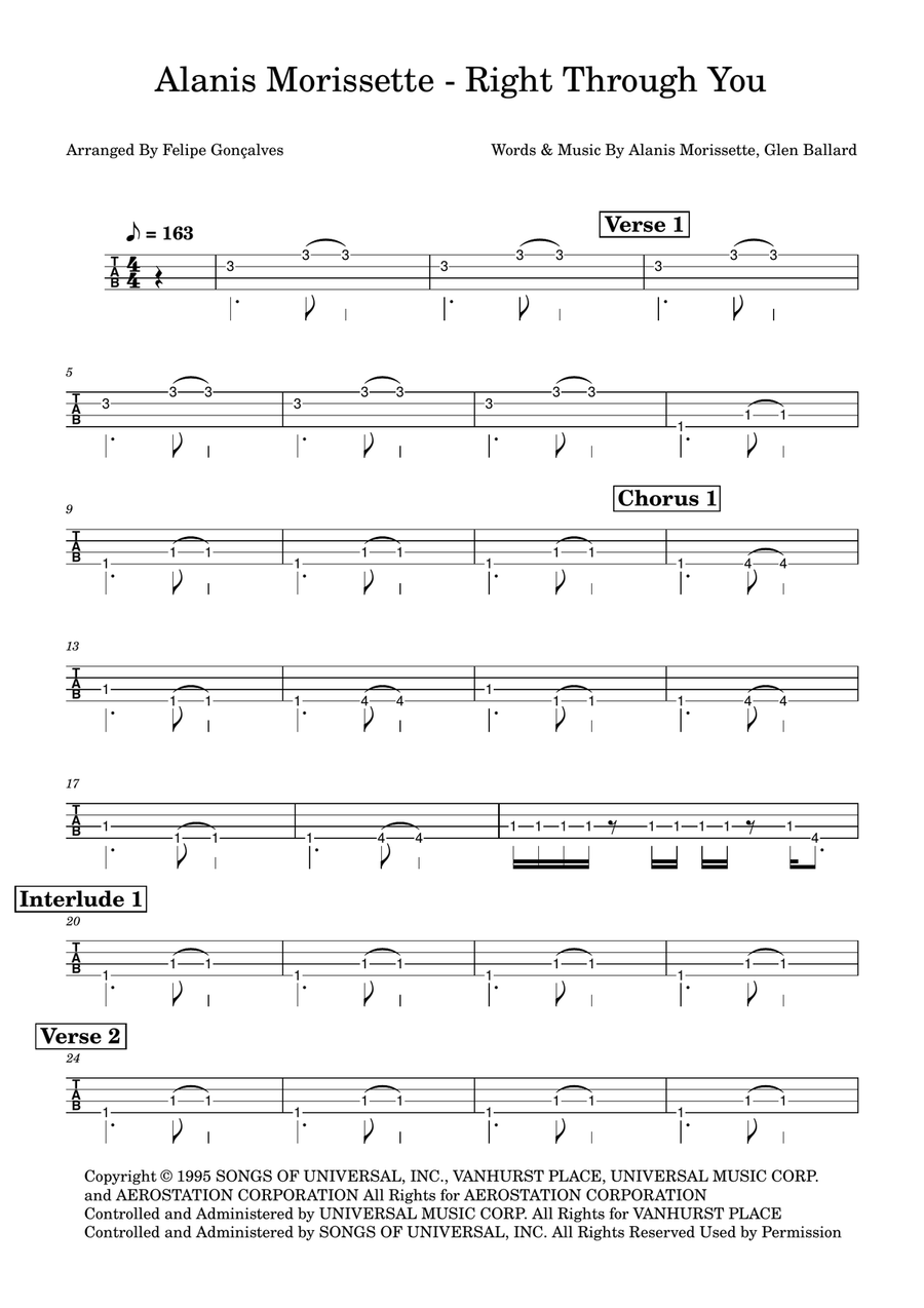 Right Through You Right Through You Acoustic Guitar scores gallery preview page 1