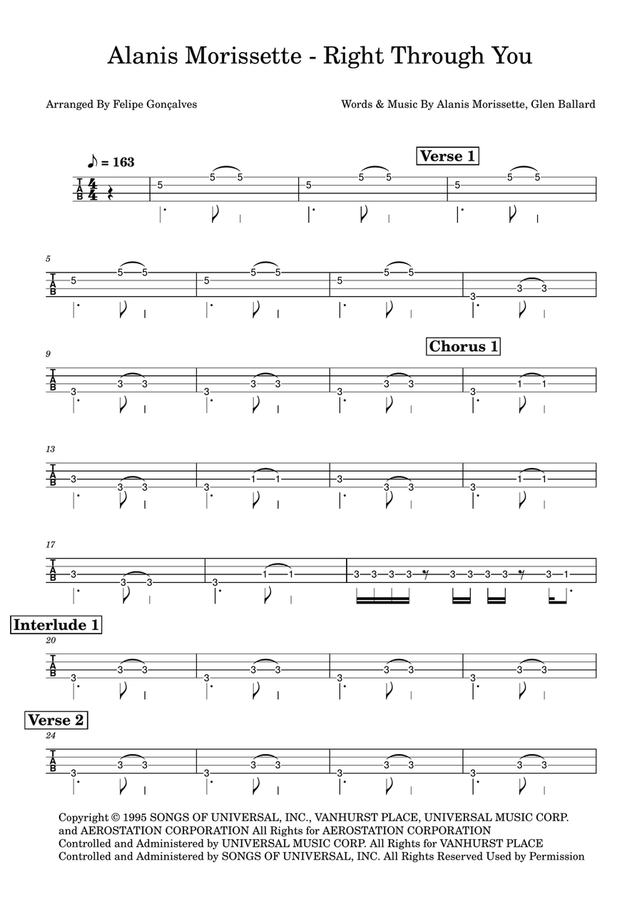 Right Through You Right Through You Acoustic Guitar scores gallery preview page 1