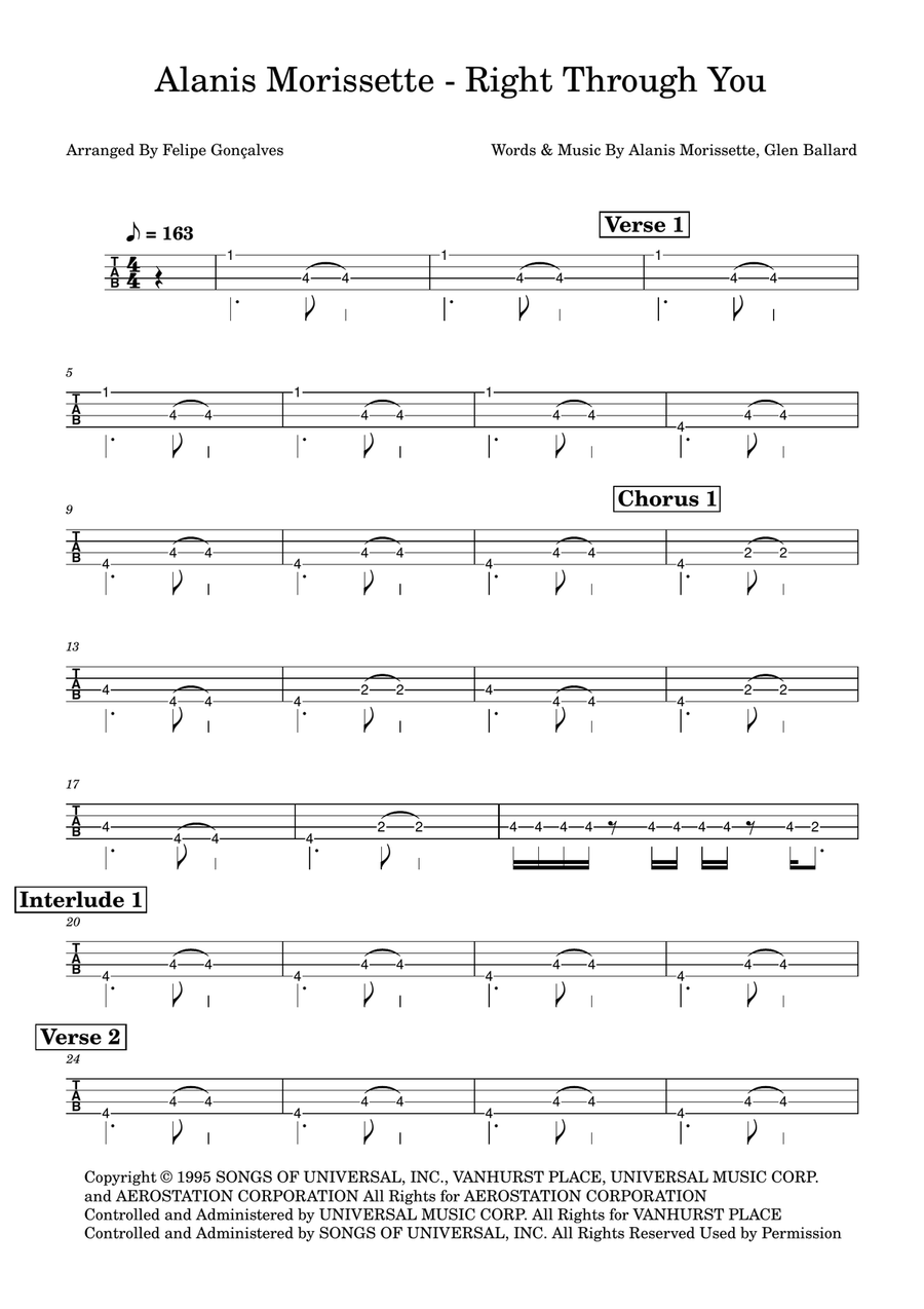 Right Through You Right Through You Acoustic Guitar scores gallery preview page 1