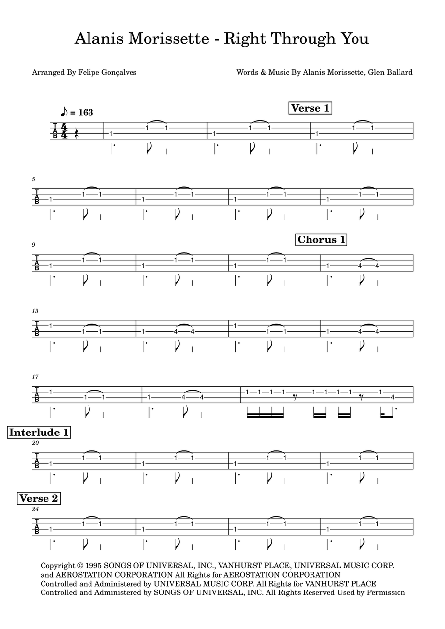 Right Through You Right Through You Acoustic Guitar scores gallery preview page 1
