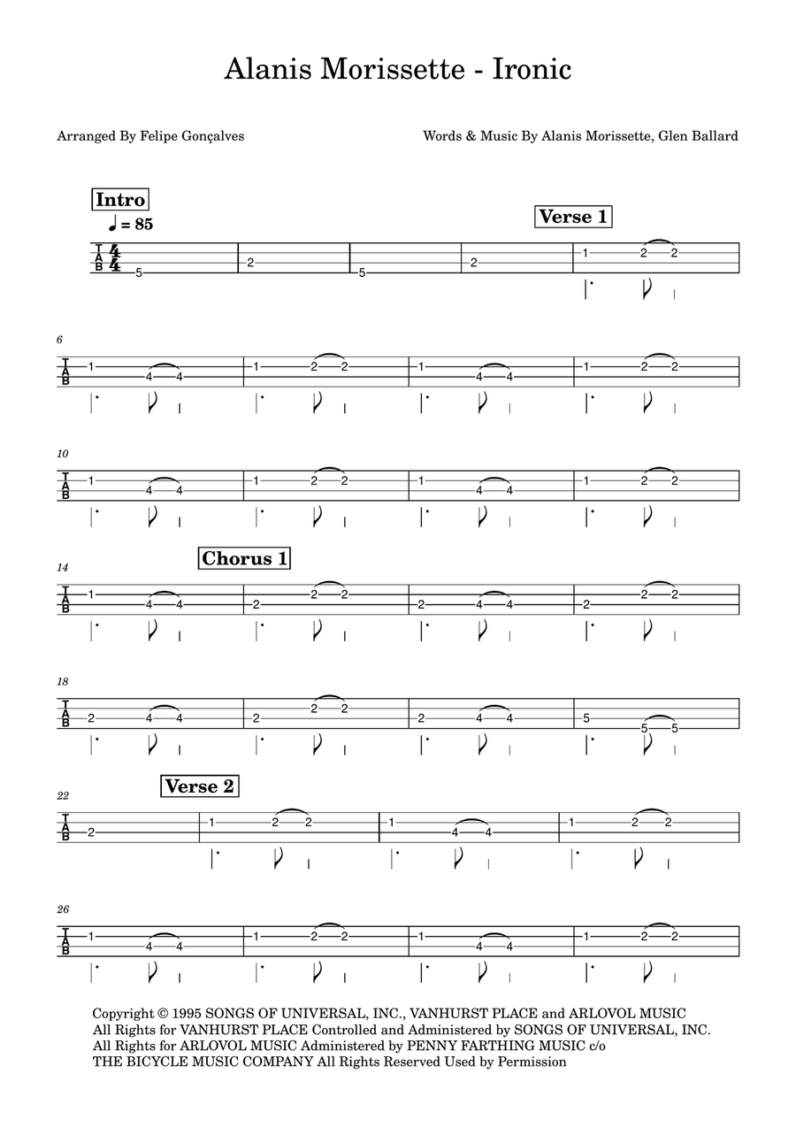 Ironic Ironic Acoustic Guitar scores gallery preview page 1