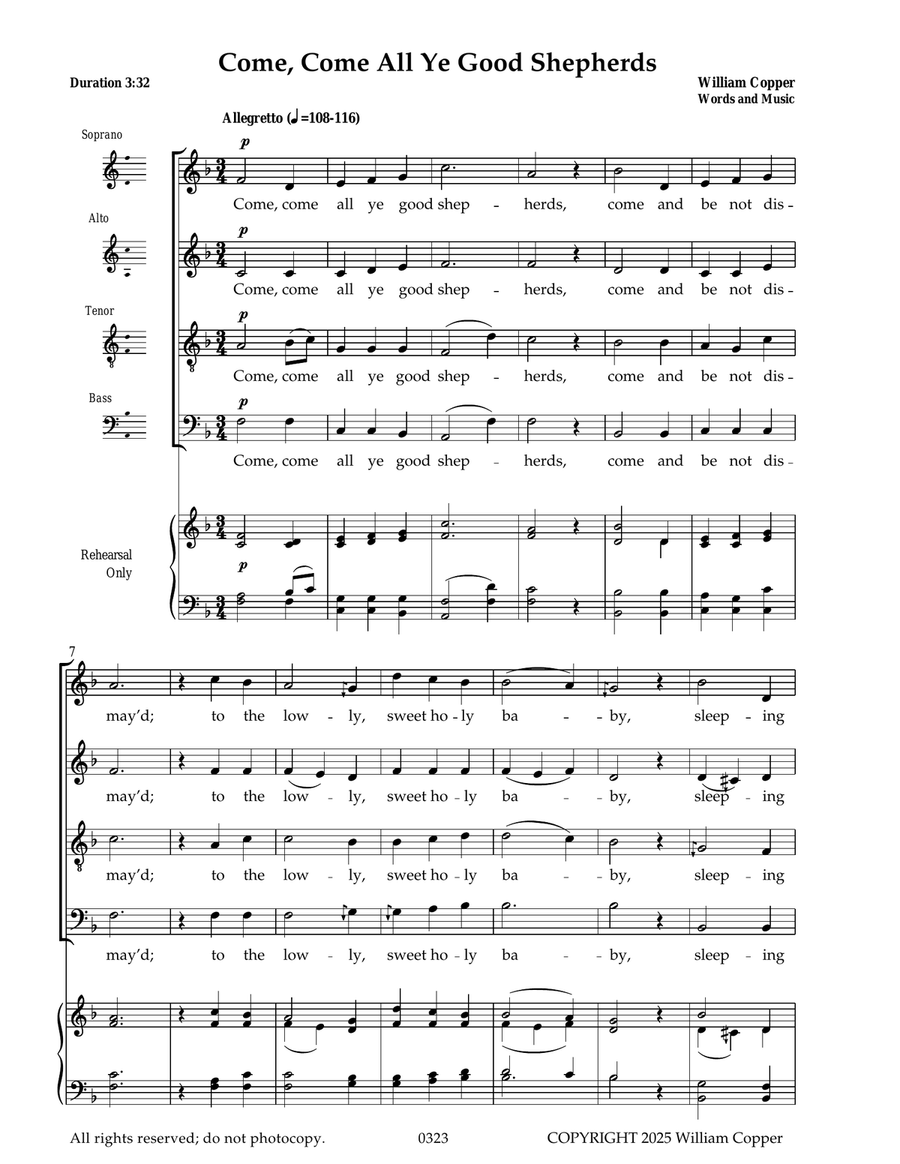 Come Come All Ye Good Shepherds 4-Part scores gallery preview page 1