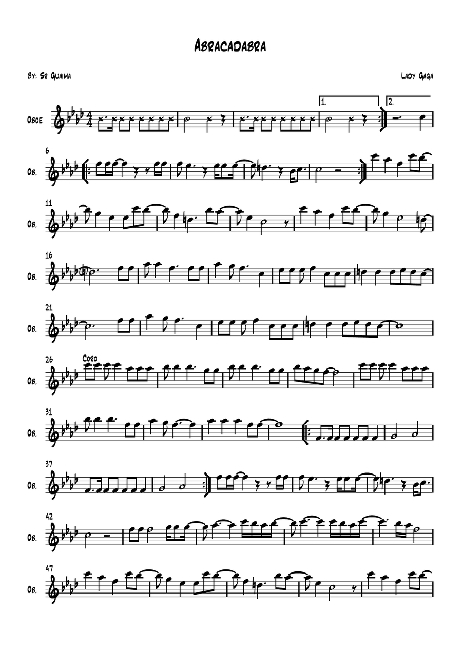 Abracadabra Abracadabra Oboe Solo scores gallery preview page 1