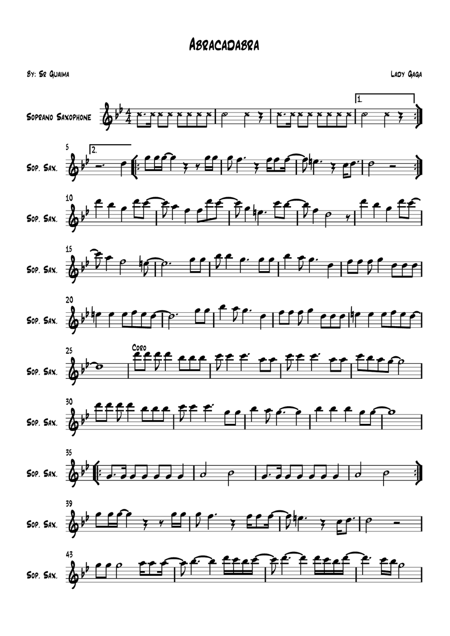 Abracadabra Abracadabra Soprano Saxophone scores gallery preview page 1