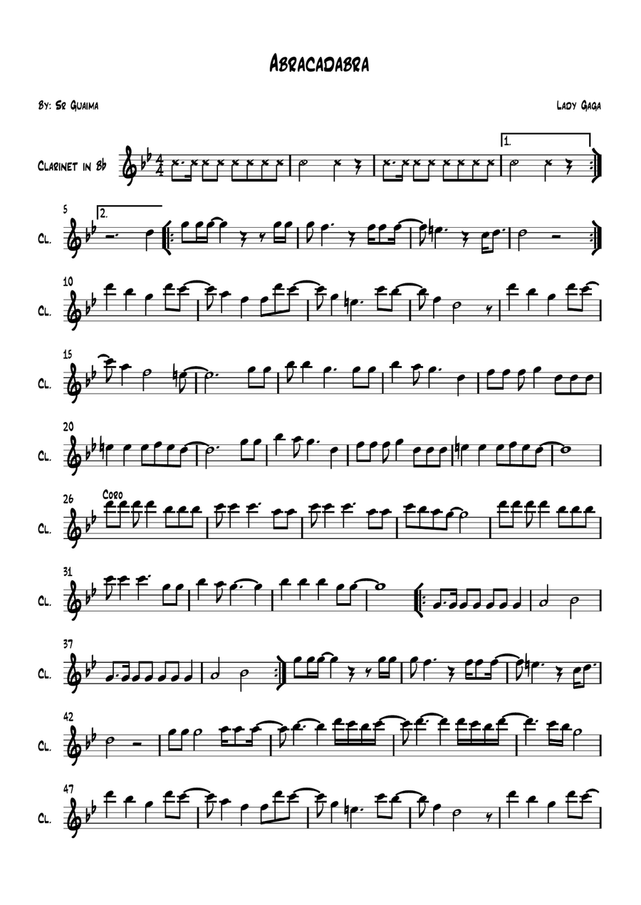 Abracadabra Abracadabra B-Flat Clarinet scores gallery preview page 1