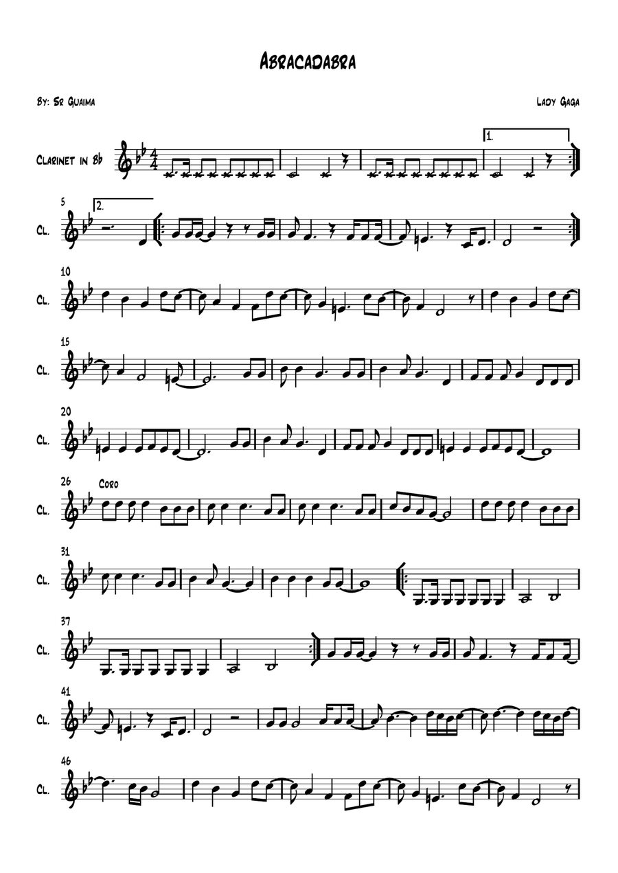 Abracadabra Abracadabra B-Flat Clarinet scores gallery preview page 1
