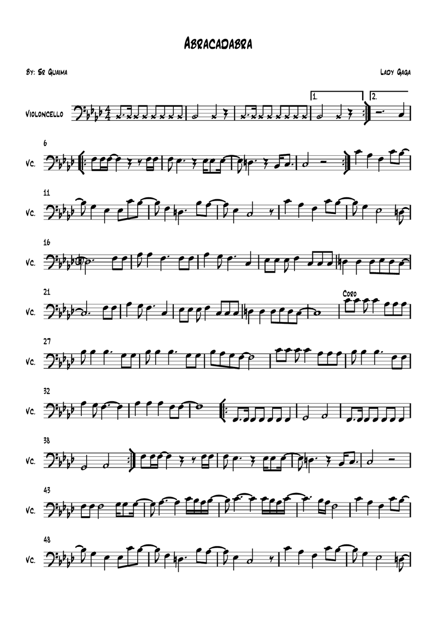 Abracadabra Abracadabra Cello Solo scores gallery preview page 1