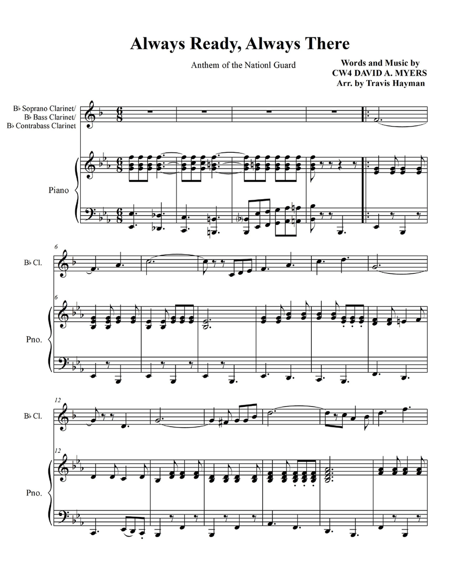 Always Ready, Always There - for Bb Soprano/Bass/Contrabass Clarinet with Piano Accompaniment B-Flat Clarinet scores gallery preview page 3