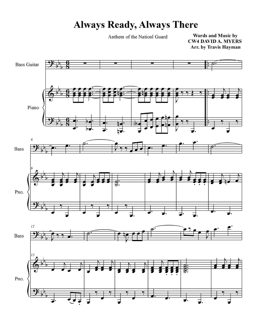 Always Ready, Always There - for Bass Guitar with Piano Accompaniment Bass Guitar scores gallery preview page 3