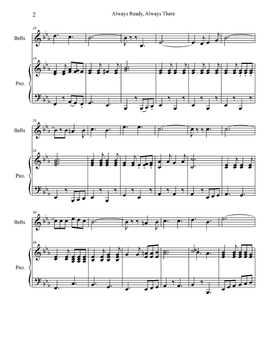Always Ready, Always There - for Glockenspiel/Bells with Piano Accompaniment Piano scores gallery preview page 4