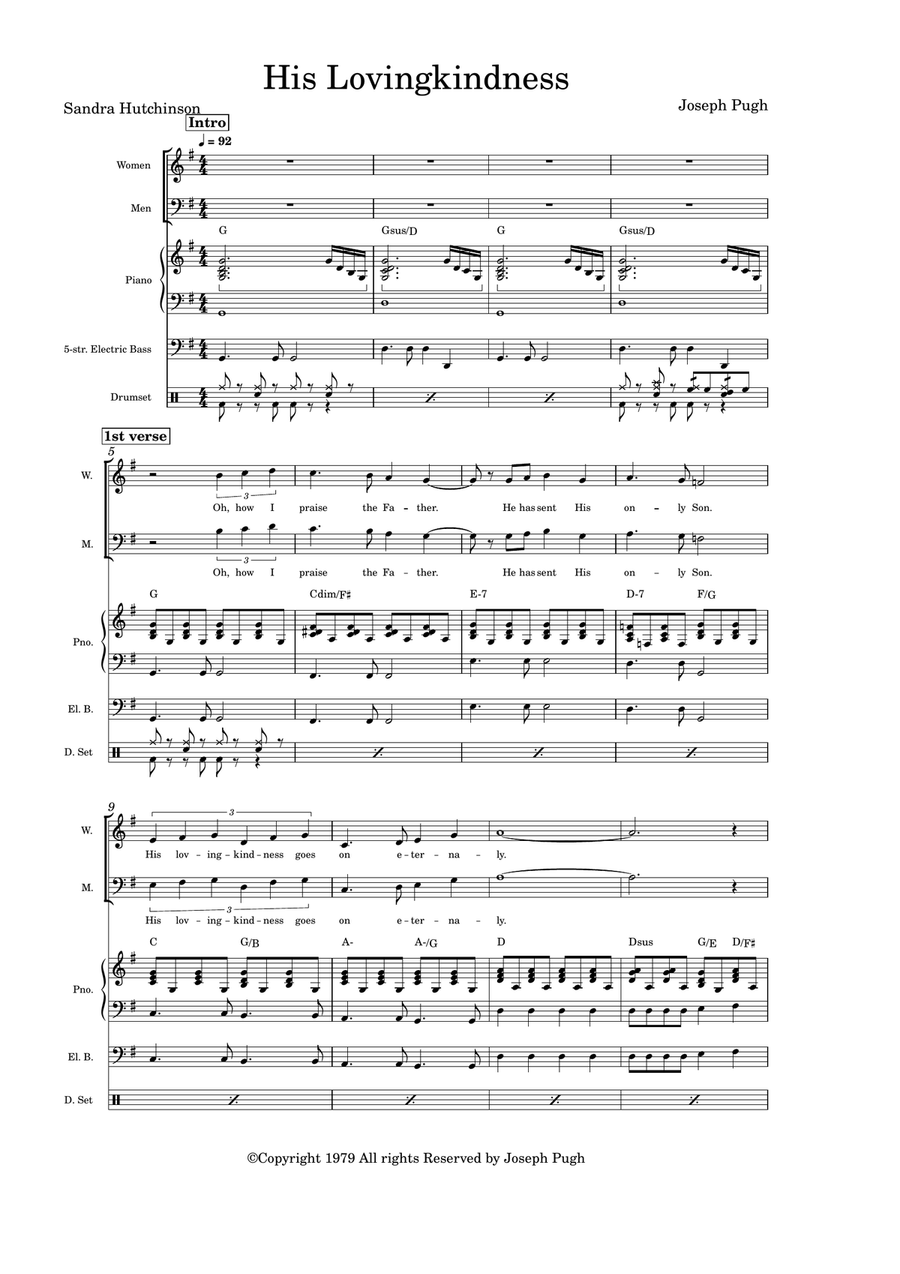 His Lovingkindness His Lovingkindness 4-Part scores gallery preview page 1