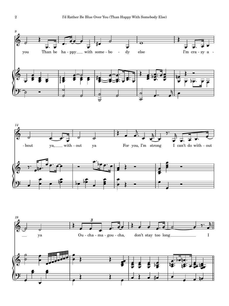 I'd Rather Be Blue Over You Than Be Happy With Piano, Vocal scores gallery preview page 2