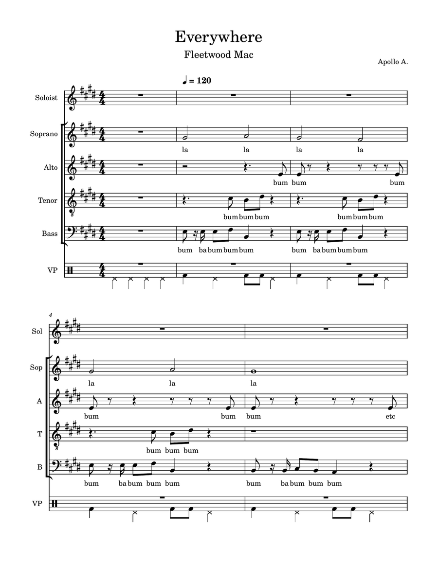 Everywhere Everywhere 4-Part scores gallery preview page 1