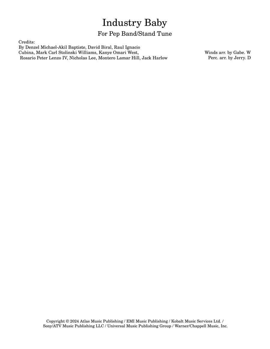 Industry Baby Industry Baby Marching Band scores gallery preview page 1