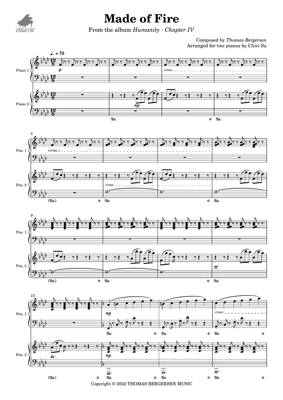 Made Of Fire Piano Duet scores gallery preview page 1