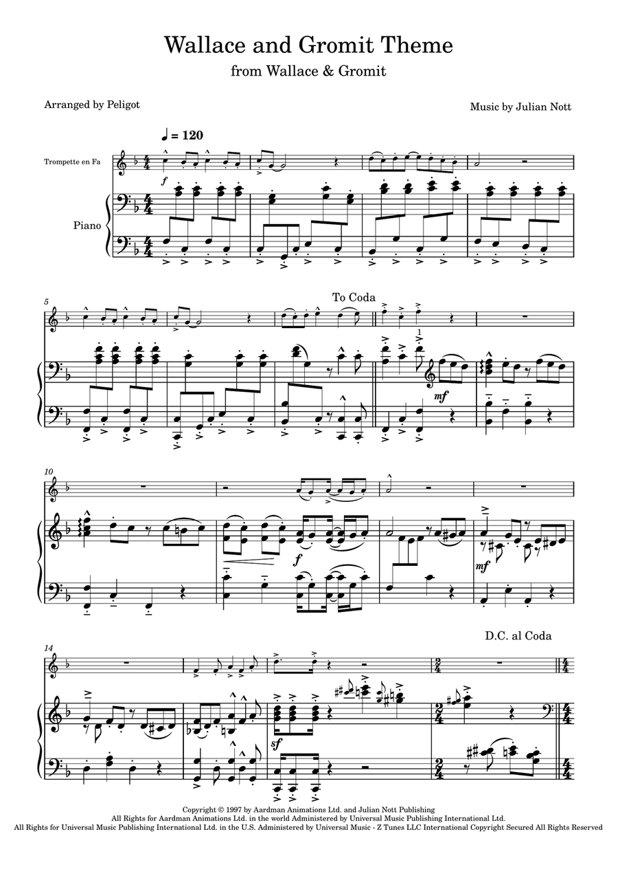 Wallace And Gromit Theme Chamber Music scores gallery preview page 1