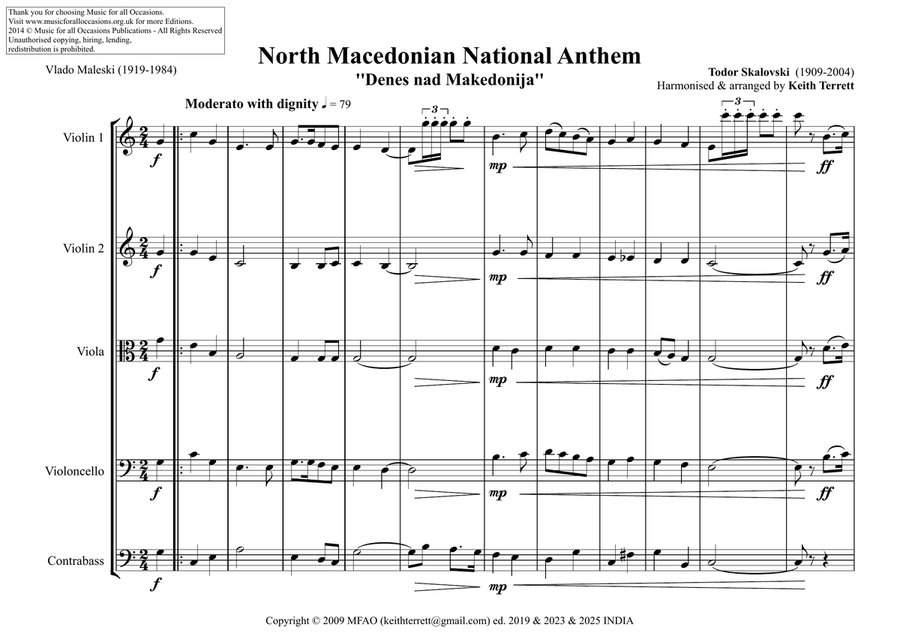 North Macedonian National Anthem for String Orchestra String Orchestra scores gallery preview page 2