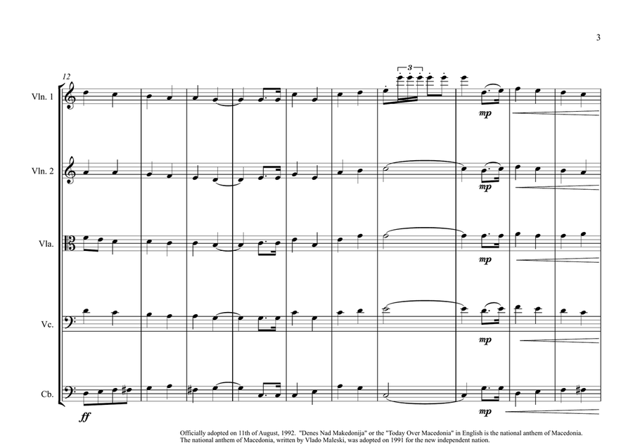 North Macedonian National Anthem for String Orchestra String Orchestra scores gallery preview page 3