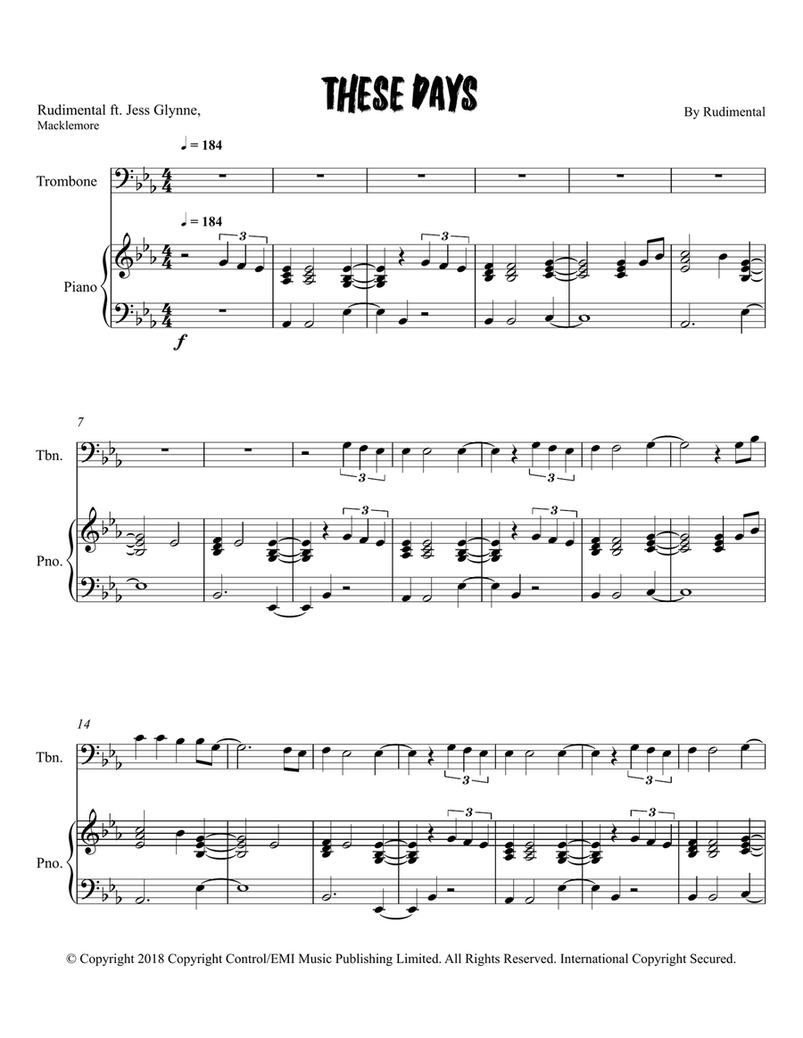 These Days These Days Piano scores gallery preview page 1