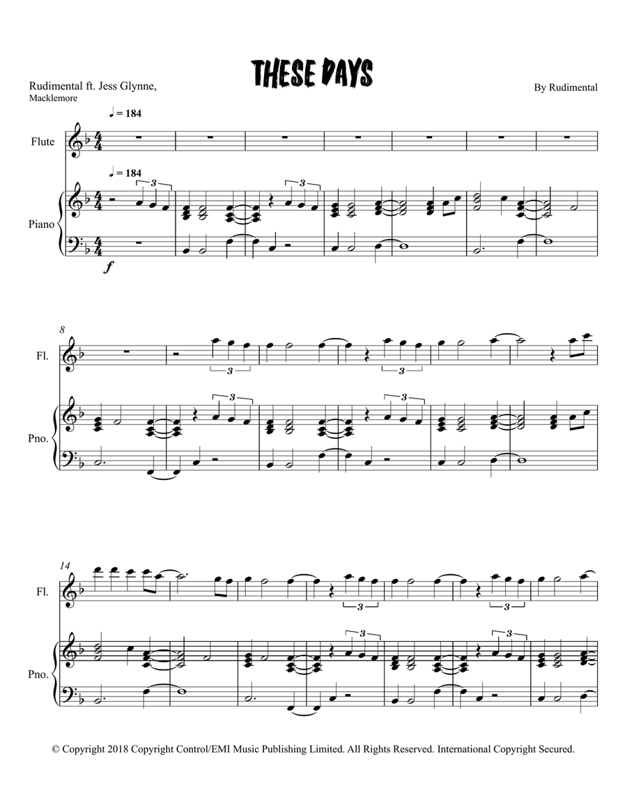 These Days These Days Flute Solo scores gallery preview page 1