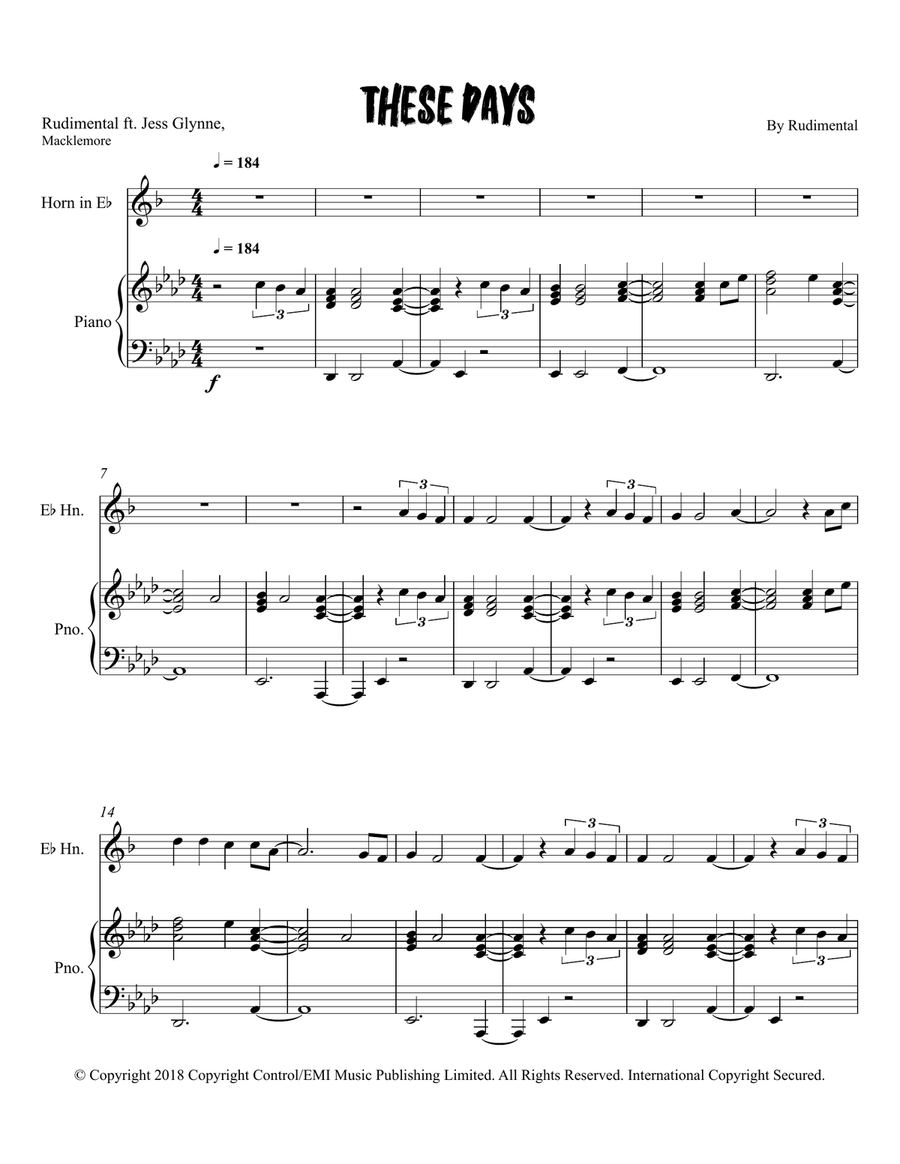 These Days These Days Horn scores gallery preview page 1